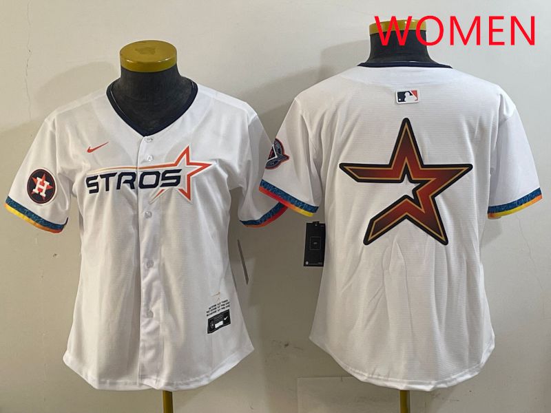 Women Houston Astros Blank White Fourth generation Joint Name 2025 Nike MLB Jersey style 10->women mlb jersey->Women Jersey